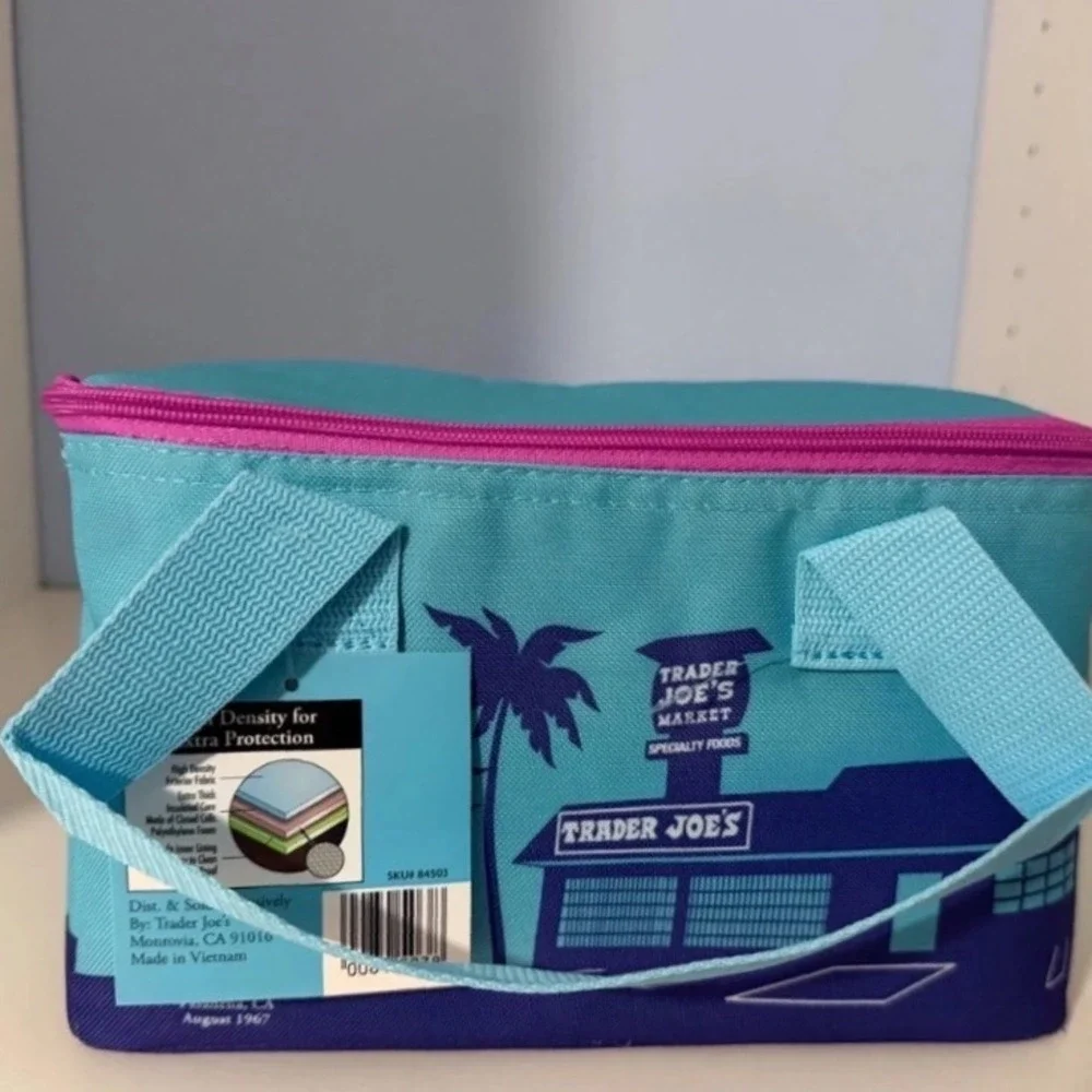 Trader Joe's Mini Insulated Bag Bundle Set of 3 Striped Tropical Teal Lime NEW - Picture 4 of 6